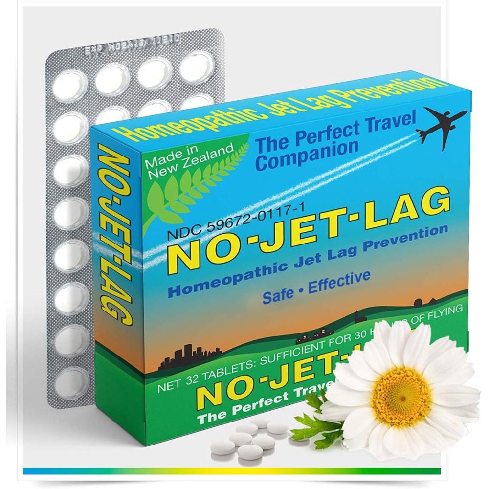 Miers Laboratories No Jet Lag Homeopathic Jet Lag Remedy (1 Pack, 32 Chewable Tablets), Travel Must Have, Flight Essential for Jet Lag Relief, Plant-Based.
