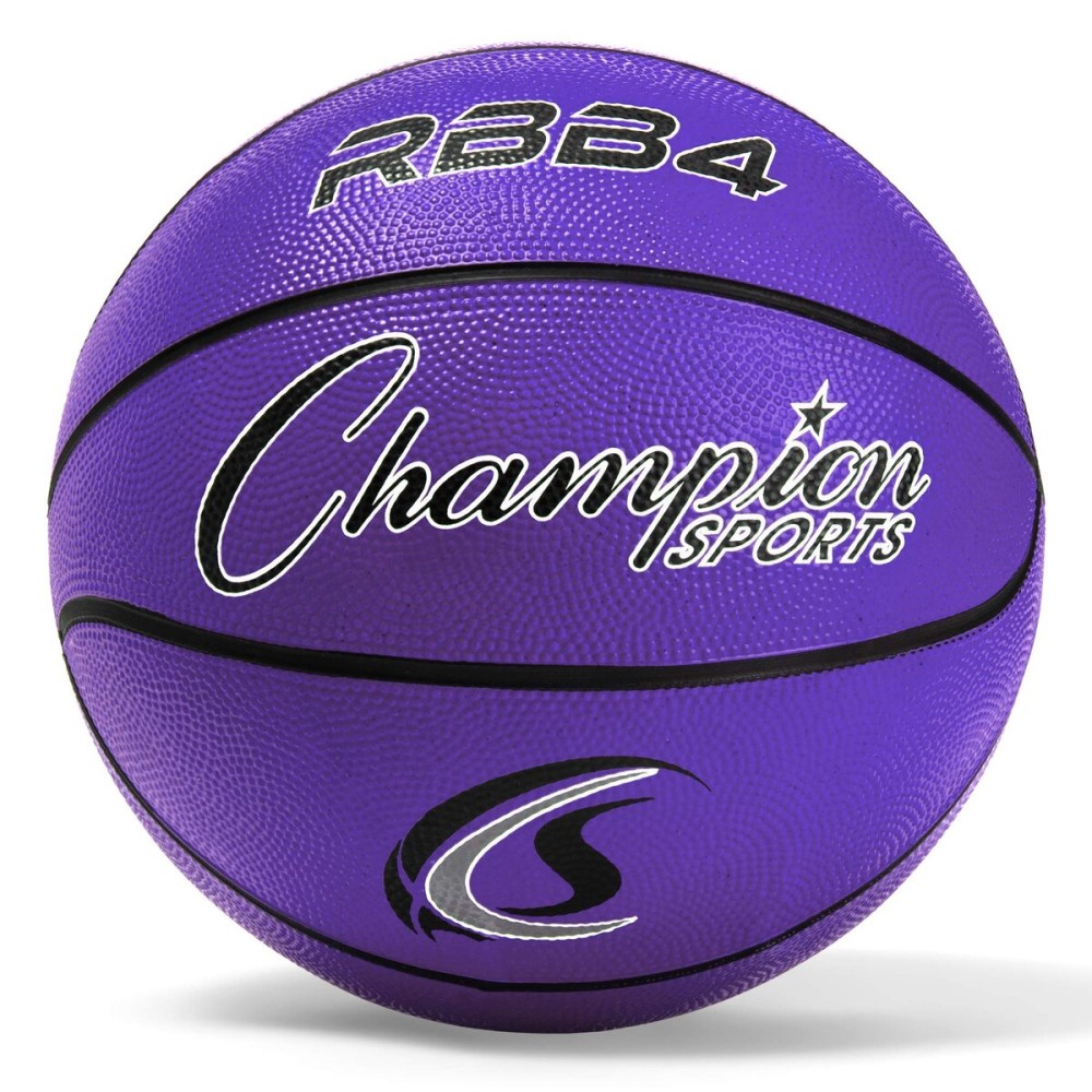 Champion Sports Rubber Intermediate Basketball, Heavy Duty - Pro-Style Basketballs, Premium Basketball Equipment, Indoor Outdoor - Sports Education Supplies (Size 6, Purple)