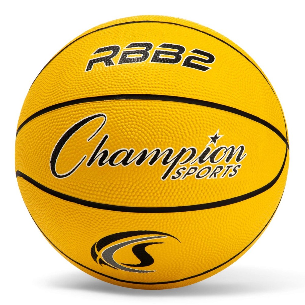 Champion Sports Rubber Junior Basketball, Heavy Duty - Pro Style Basketballs Premium Basketball Equipment, Indoor Outdoor - Physical Education Supplies (Size 5, Yellow)