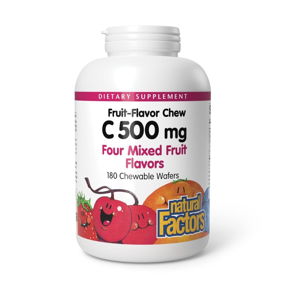 Natural Factors - Vitamin C 500mg, 100% Natural Fruit Chew, Mixed Fruit, 180 Chewable Wafers