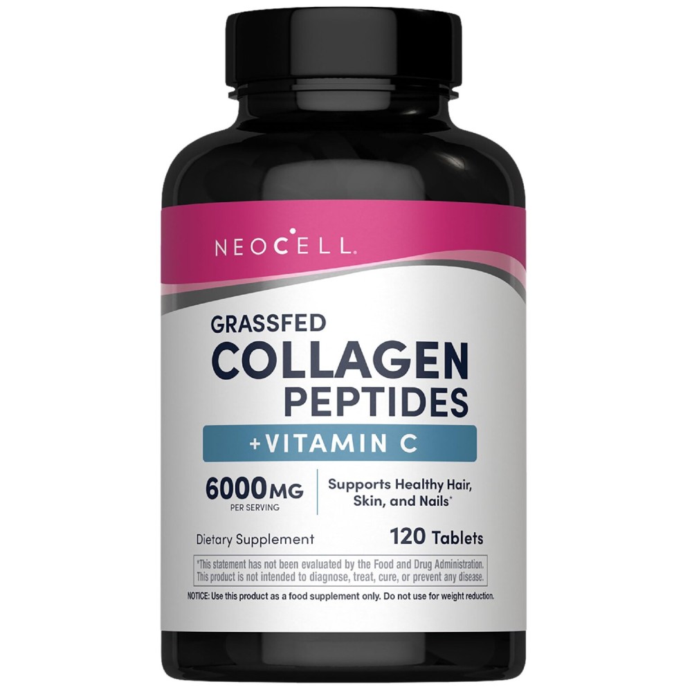 NeoCell Collagen Peptides | 120 Tablets | with Vitamin C | Grassfed Supplement | Hair, Skin, & Nails | for Women and Men