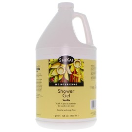 ShiKai Daily Moisturizing Shower Gel (Vanilla, 1 gallon) | With Hydrating Aloe Vera & Oatmeal | Scented Body Wash for Dry Skin Relief