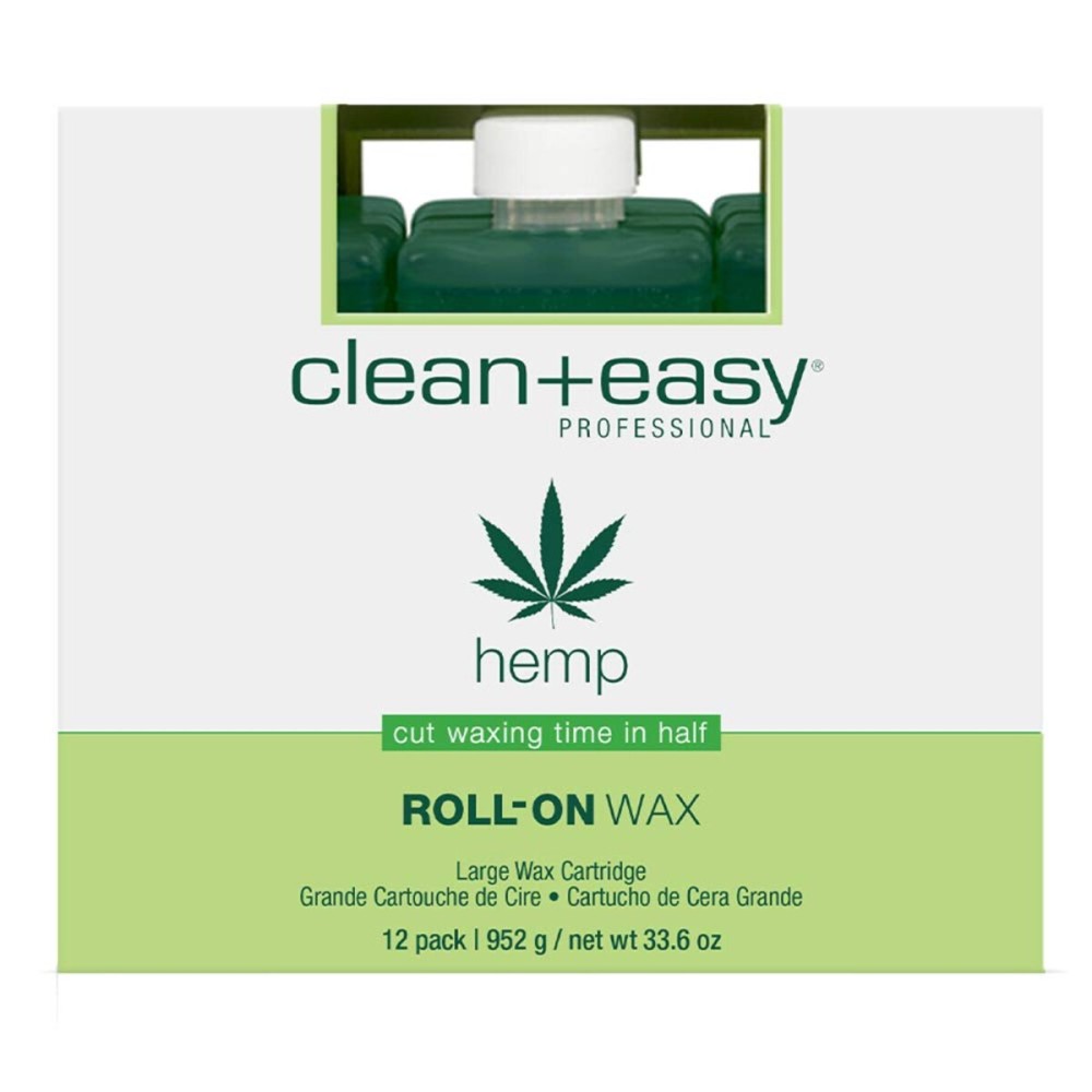 Clean + Easy Hemp Roll On Wax - Large Soft Wax Refill Cartridge for Hair Removal on for Legs, Arms & Body, 12 Pack