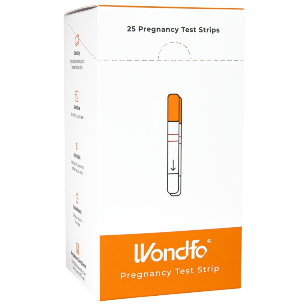 Wondfo Pregnancy Test Strips - HCG Detection 25 MIU/ml, Home Test of Reliable Result - 25 Count