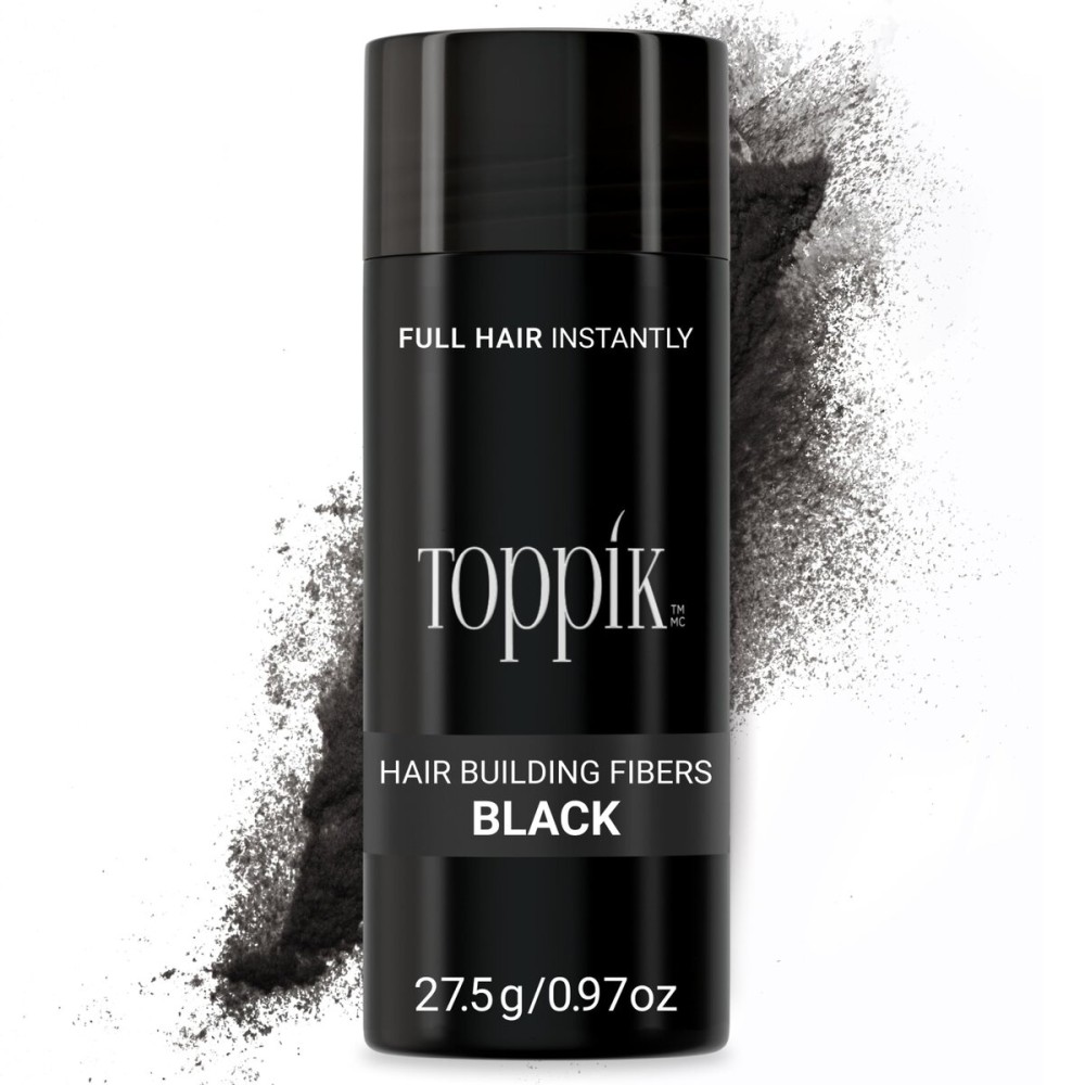 Toppik Hair Building Fibers, Black, 27.5g Fill In Fine or Thinning Hair, Instantly Thicker, Fuller Looking, 9 Shades for Men & Women, Keratin Protein Formula