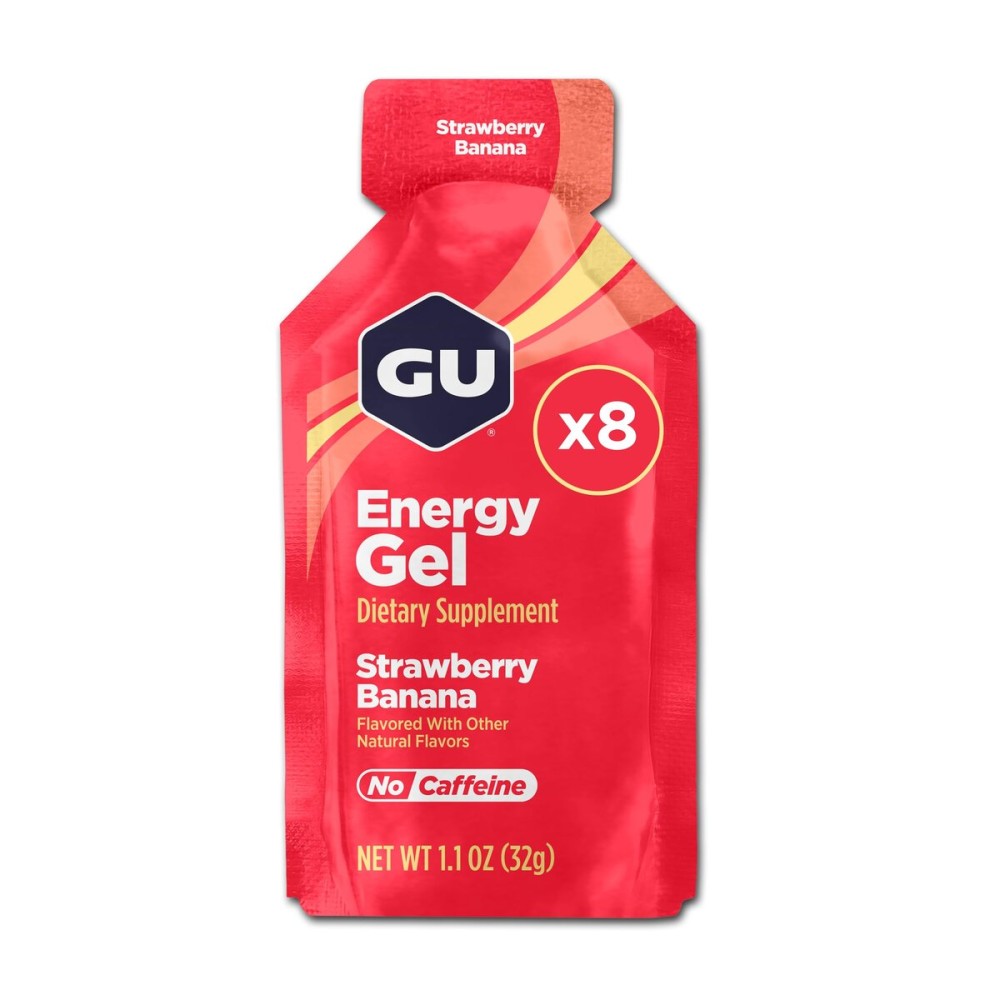 GU Energy Original Sports Nutrition Energy Gel, 8-Count, Strawberry Banana