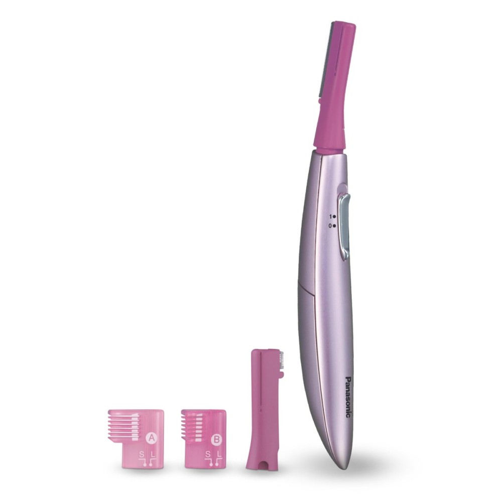 Panasonic Womens Facial Hair Remover and Eyebrow Trimmer with Pivoting Head, Includes 2 Gentle Blades for Brow and Face and 2 Eyebrow Trim Attachments, Battery-Operated - ES2113PC