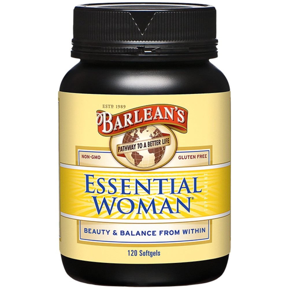 Barlean\'s Essential Woman Supplement Capsules, Women\'s Flaxseed and Evening Primrose Oil for Hormone Balance, Omega 3 6 9 and GLA Acid, 120 Count