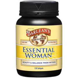 Barlean\'s Essential Woman Supplement Capsules, Women\'s Flaxseed and Evening Primrose Oil for Hormone Balance, Omega 3 6 9 and GLA Acid, 120 Count