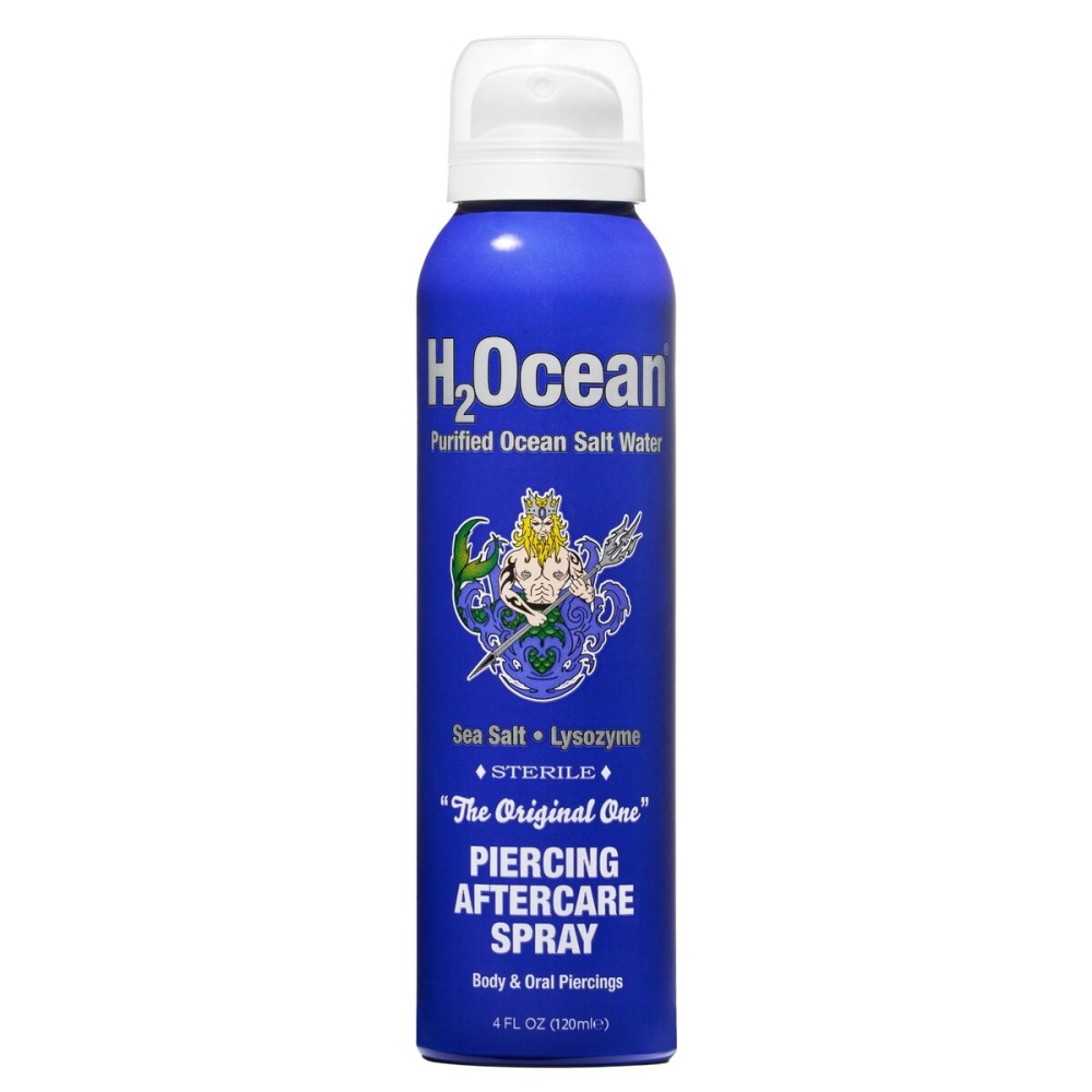 H2Ocean Piercing Aftercare Spray and Keloid Bump Removal- Sea Salt Spray for Body and Facial Piercings - Ear, Nose, Navel, Oral & Body Piercing Cleaner, Aftercare Solution for New Piercings- 4oz