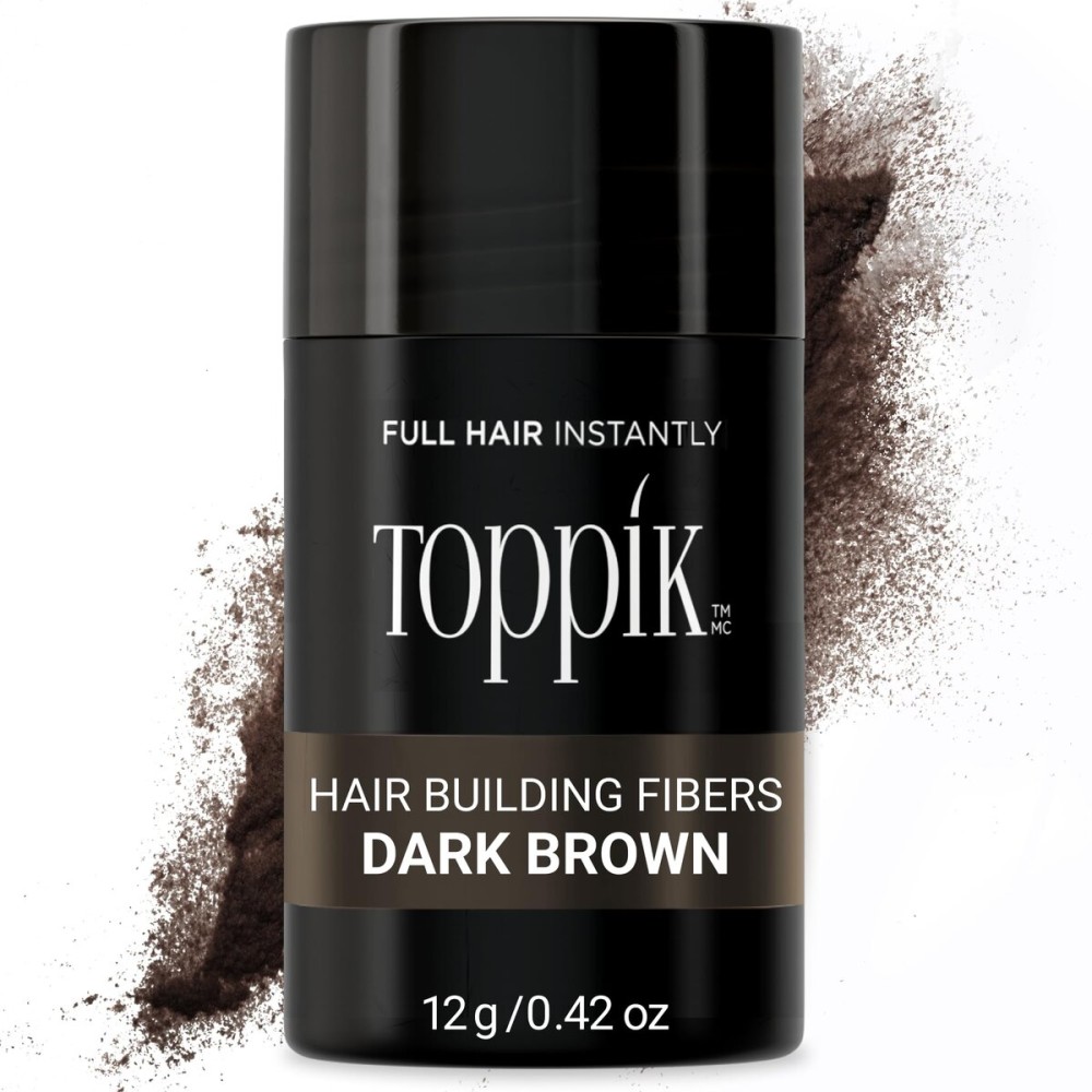 Toppik Hair Building Fibers, Dark Brown, 12g Fill In Fine or Thinning Hair, Instantly Thicker, Fuller Looking, 9 Shades for Men & Women, Keratin Protein Formula