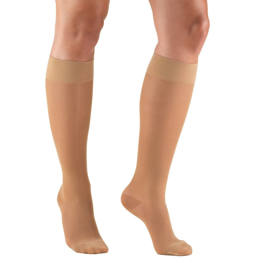 Truform Sheer Compression Stockings, 15-20 mmHg, Women\'s Knee High Length, 20 Denier, Beige, Small