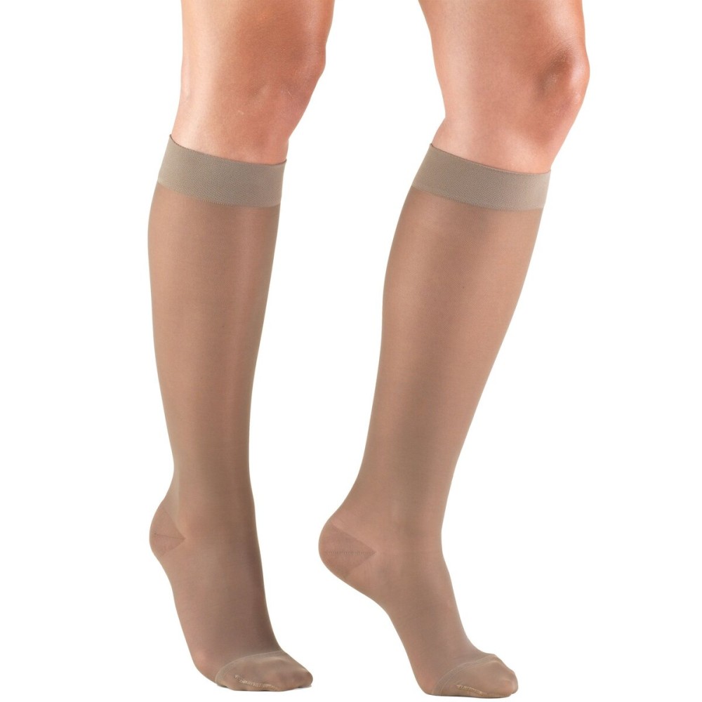 Truform Sheer Compression Stockings, 15-20 mmHg, Women\'s Knee High Length, 20 Denier, Taupe, Medium