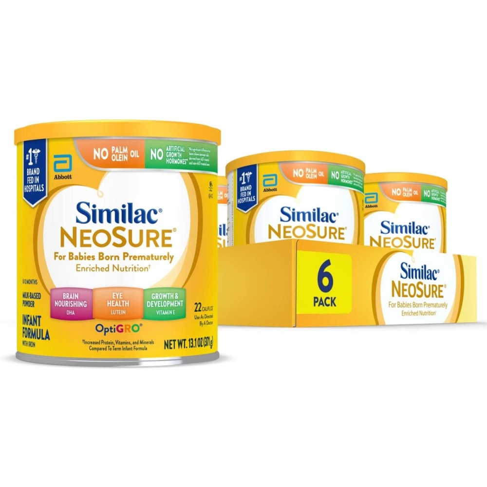 Similac NeoSure Premature Post-Discharge Infant Formula, Baby Formula Powder, 13.1-oz Can, Pack of 6