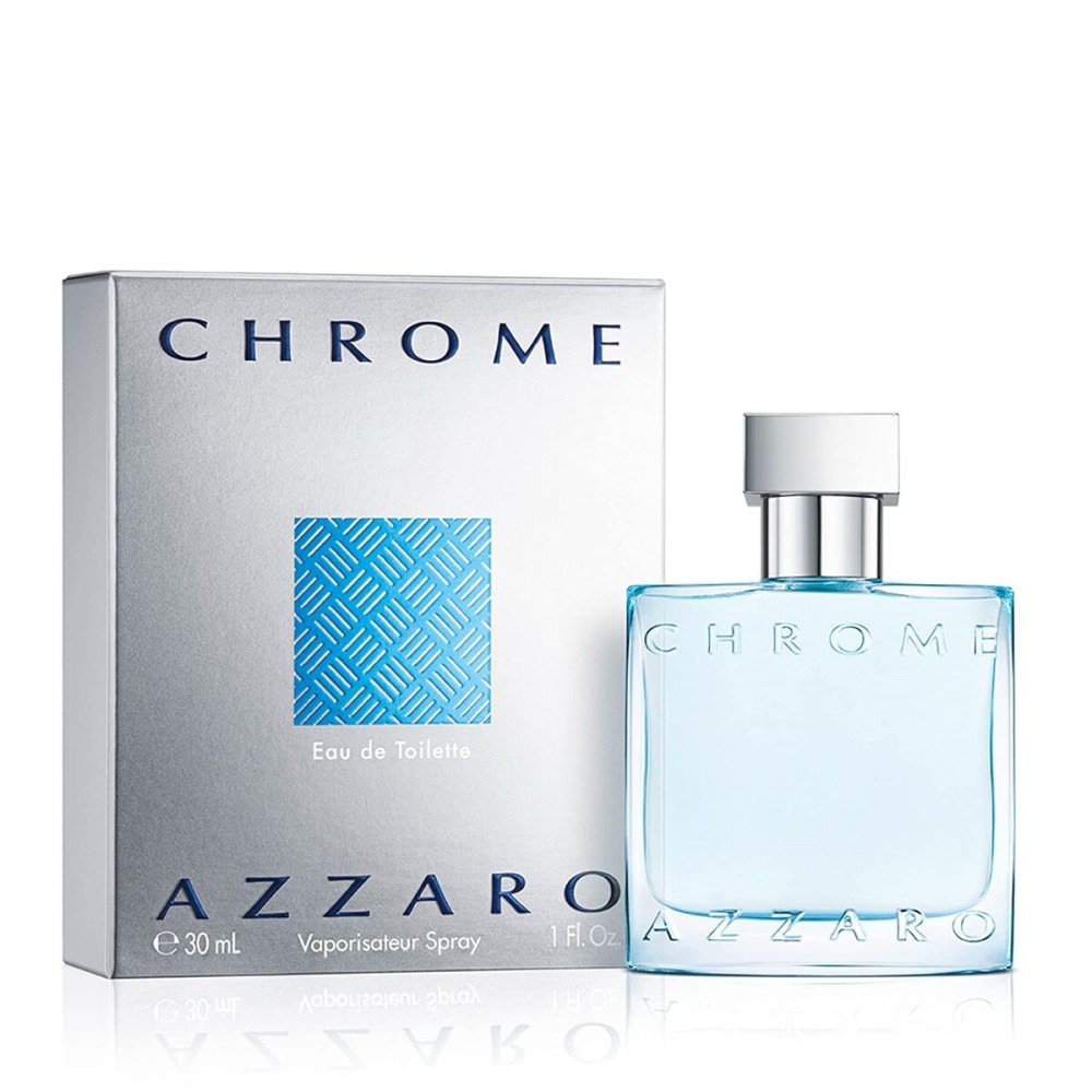 Azzaro Chrome Eau de Toilette - Mens Cologne - Citrus, Aquatic & Woody Fragrance, 1.0 Fl Oz