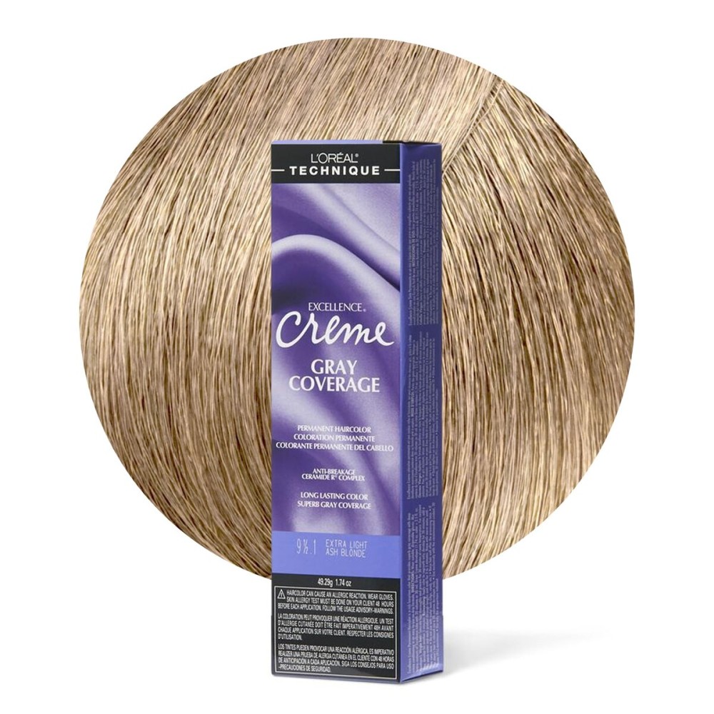 L\'OREAL TECHNIQUE Excellence Crme Permanent Hair Color - Long-Lasting Hair Dye, Rich Formula With No-Drip Application, Superb Gray Coverage, 9.5.1 Extra Light Ash Blonde