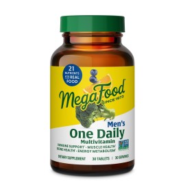 MegaFood One Daily Mens Multivitamins - Multivitamin for Men - Vitamin C, Vitamin D3 & Vitamin B12 - Muscle, Energy Metabolism & Immune Support - Vegetarian, Gluten Free - 30 Tablets, 30 Servings