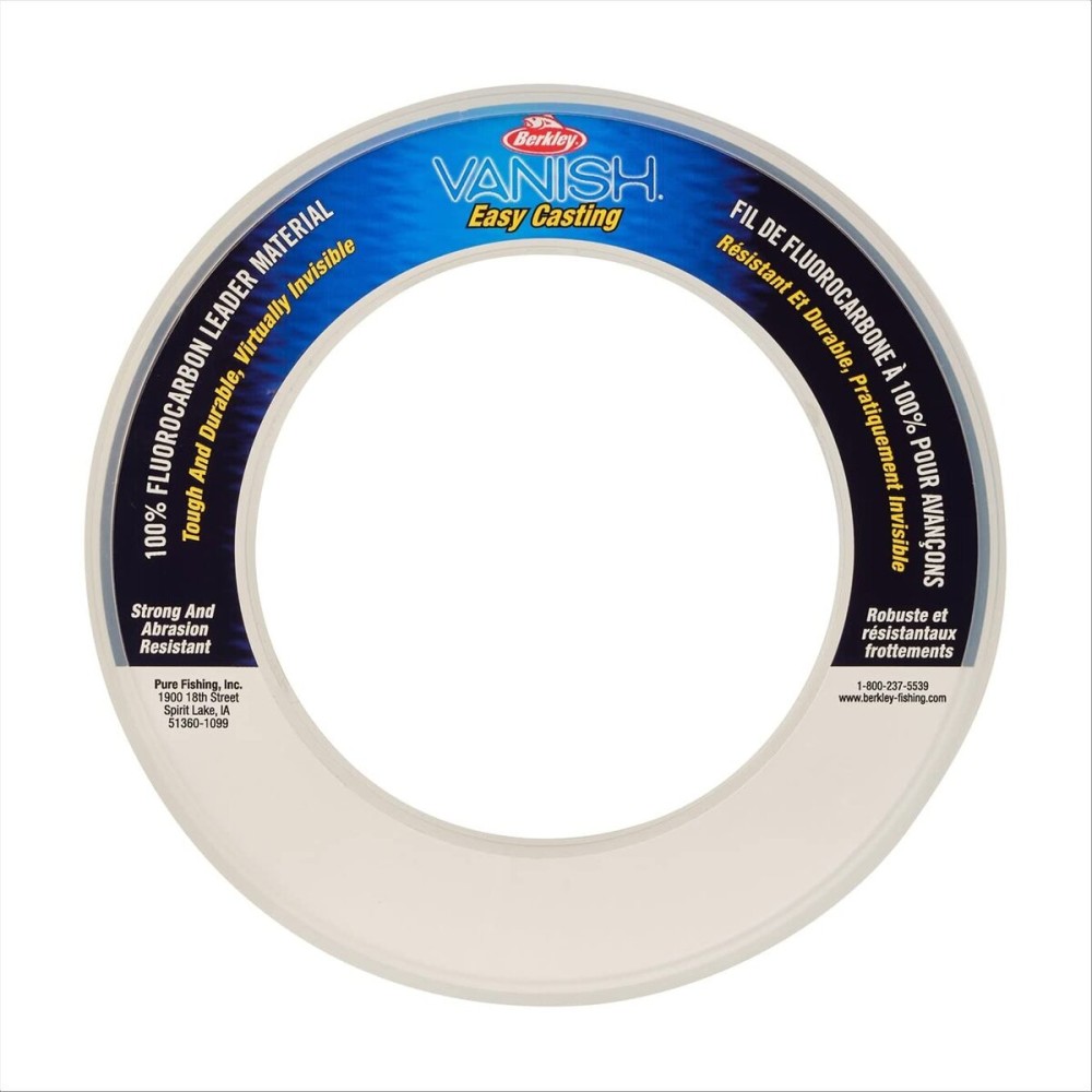 Berkley Vanish Leader Material Coil, Clear, 40lb | 18.1kg, 30yd | 27m Fluorocarbon Fishing Line, Suitable for Saltwater Environments