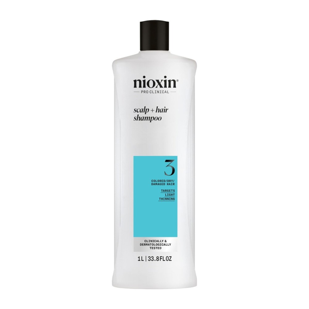 Nioxin System 3 Scalp + Hair Shampoo | For Colored or Damaged Hair with Light Thinning | With Niacinamide and Biotin | 33.8 Fl oz.