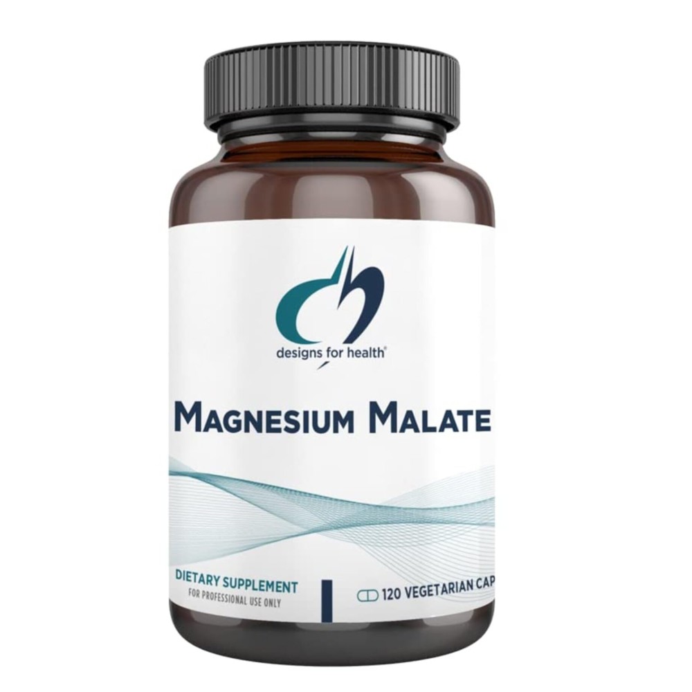 Designs for Health Magnesium Malate - Chelated Magnesium as Di Magnesium Malate - Highly Bioavailable Form to Support Energy, Bone Health + Muscle Recovery (120 Magnesium Malate Capsules)