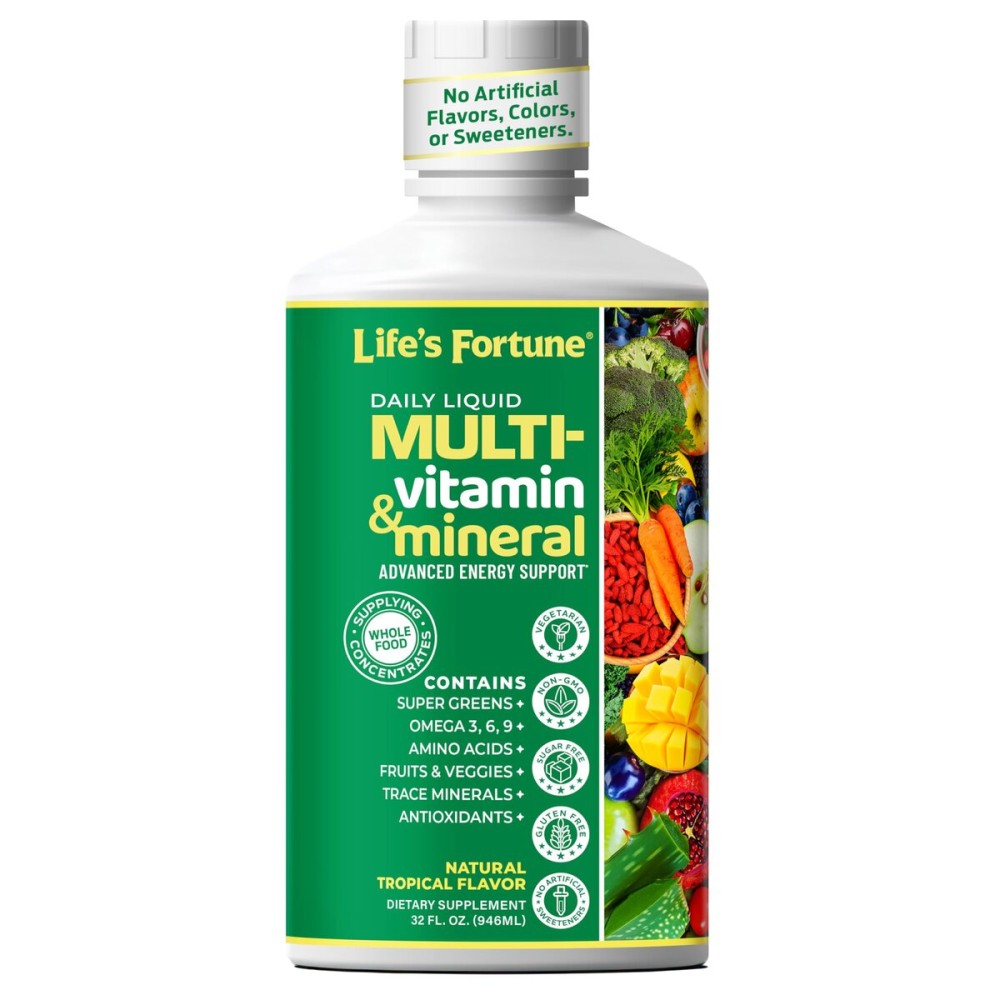 Life\'s Fortune Liquid Multivitamin for Adults Men & Women, Teens - High Absorption Daily Vitamins - Trace Minerals, Amino Acids with Biotin, L-Arginine, Potassium - Tropical Flavor, Sugar Free, 32 oz
