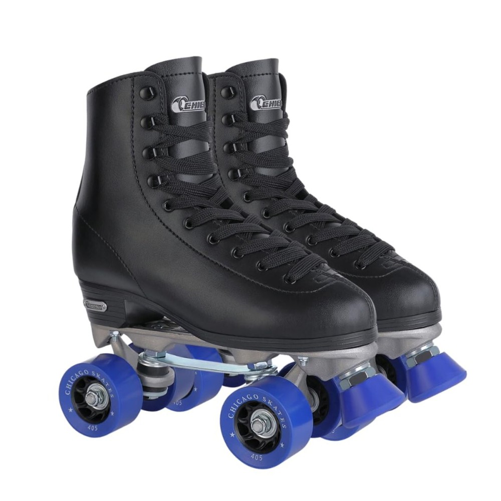CHICAGO Skates Premium Black Quad Roller Skates for Boys and Men Beginners Classic Adjustable High-Top Design for Indoor or Outdoor Skates and Roller Derby