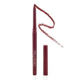 Palladio Retractable Waterproof Lip Liner High Pigmented and Creamy Color Slim Twist Up Smudge Proof Formula with Long Lasting All Day Wear No Sharpener Required, Raisin