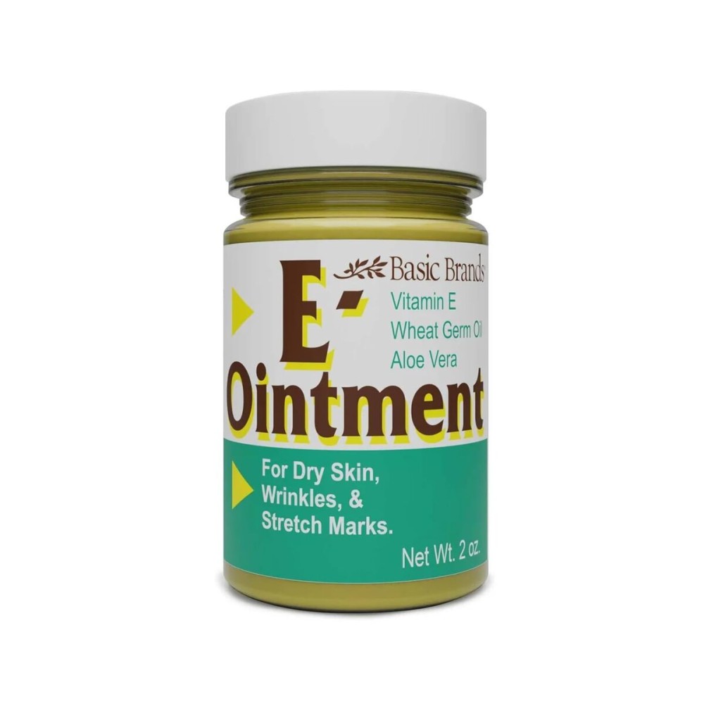 Basic Brands Vitamin E Ointment, 2 oz - Moisture Enhancing - Helps Reduce Appearance of Scars, Stretch Marks, Fine Lines & Wrinkles (Pack of 1)