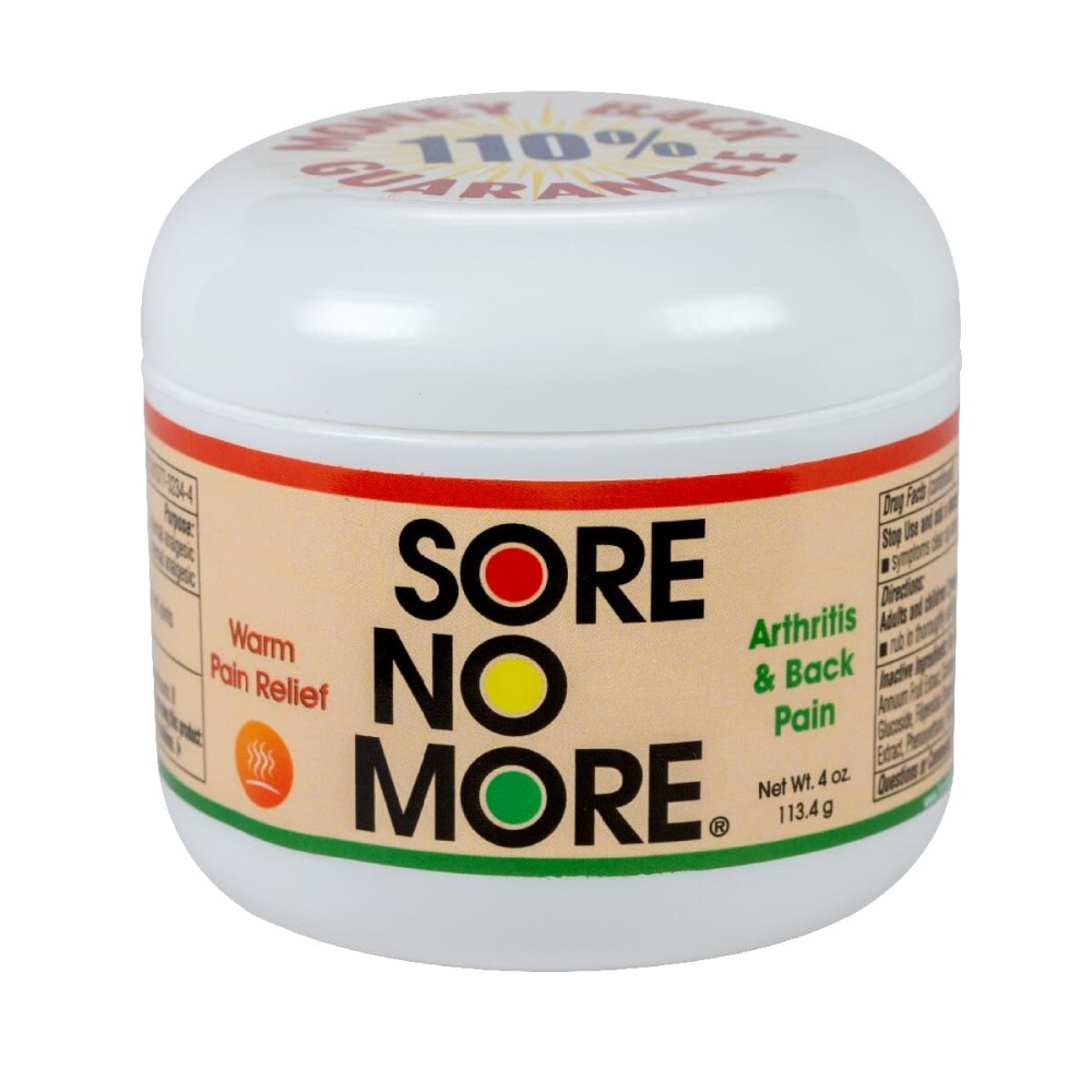 Sore No More Warm Arthritis Pain Relief Cream - Targeted Reliever for Back, Neck, Hands & Feet - Soothing & Fast-Acting Formula for Aches and Pains - Non-Greasy with Orange Aroma - 4 oz