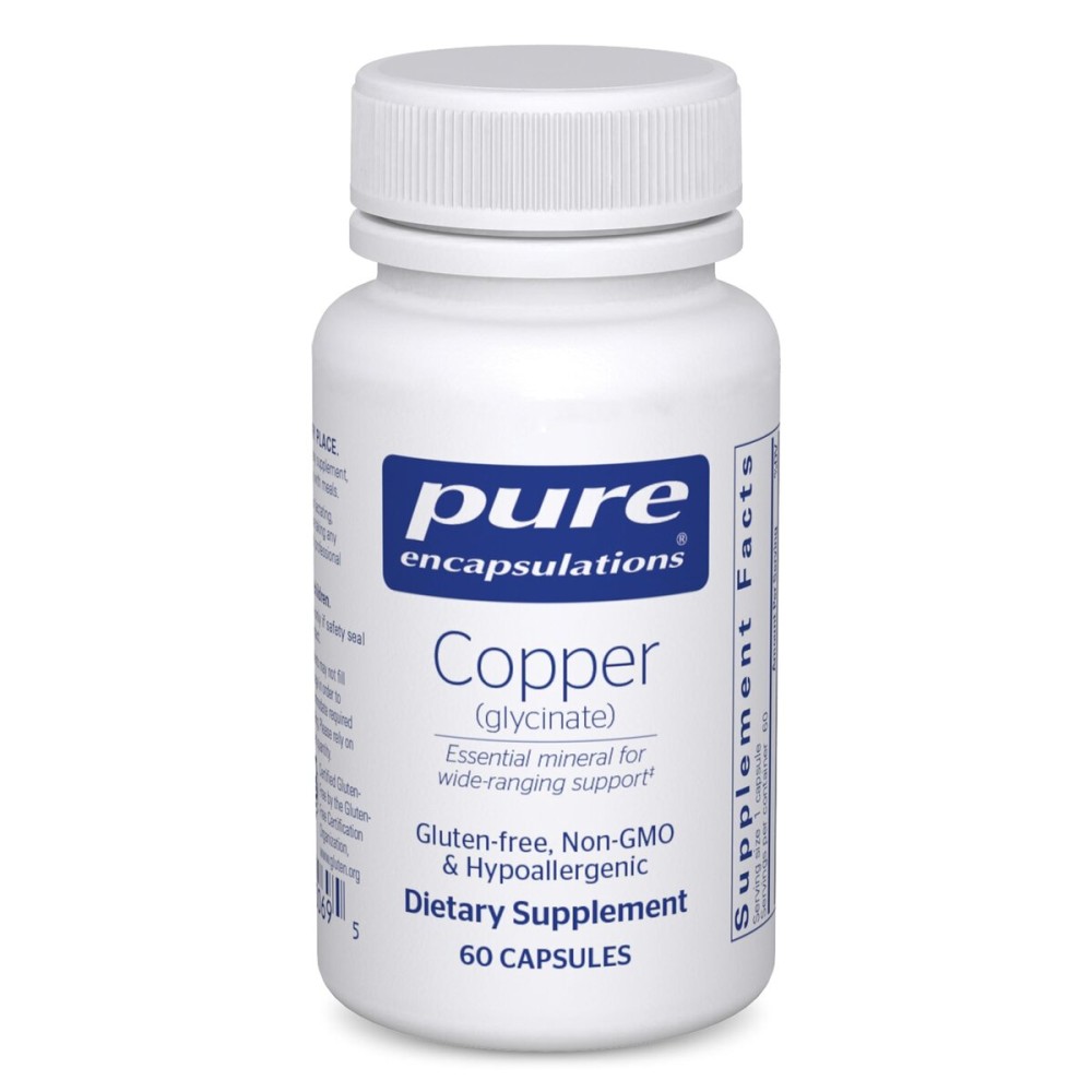 Pure Encapsulations Copper Glycinate 60\'s - 2 mg Copper Supplement, Supports Red Blood Cell Formation* - Aids Energy Metabolism - Non-GMO & Vegan - 60 Capsules