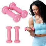 SPRI Deluxe Vinyl Coated Dumbbell Set (Pink) - 1 lb, Set of 2, Hand Weights for Muscle Toning, Step Aerobics, Strength Training, Professional-Grade Unisex Workout Equipment for Home & Gym