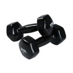SPRI Deluxe Vinyl Coated Dumbbell Set (Black) - 8 lbs, Set of 2, Hand Weights for Muscle Toning, Step Aerobics, Strength Training, Professional-Grade Unisex Workout Equipment for Home & Gym