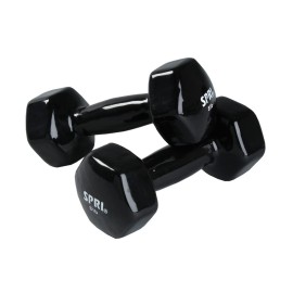 SPRI Deluxe Vinyl Coated Dumbbell Set (Black) - 8 lbs, Set of 2, Hand Weights for Muscle Toning, Step Aerobics, Strength Training, Professional-Grade Unisex Workout Equipment for Home & Gym