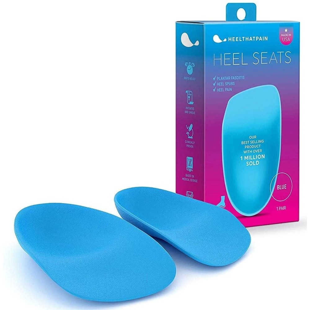 Heel That Pain Plantar Fasciitis Insoles | Heel Seats Foot Orthotic Inserts, Heel Cups for Heel Pain and Heel Spurs | Patented, Clinically Proven, 100% Guaranteed | Blue, Large (Women\'s 10.5-13, Men\'s 8.5-12) Large (Women\'s 10.5-13, Men\'s 8.5-12)
