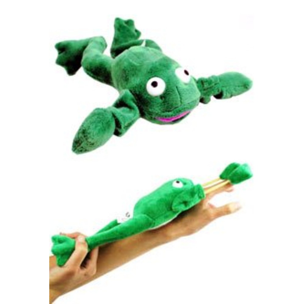 Playmaker Toys - Flying Screaming Flingshot Slingshot Animal Novelty Plush Doll Toy, Launches up to 50 Feet (Frog)