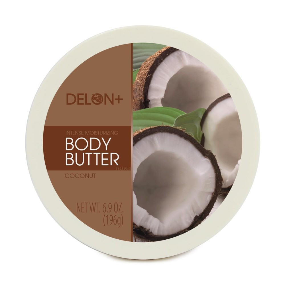 DELON Intense Moisturizing Body Butter, Coconut with Coconut Oil, 6.9 oz