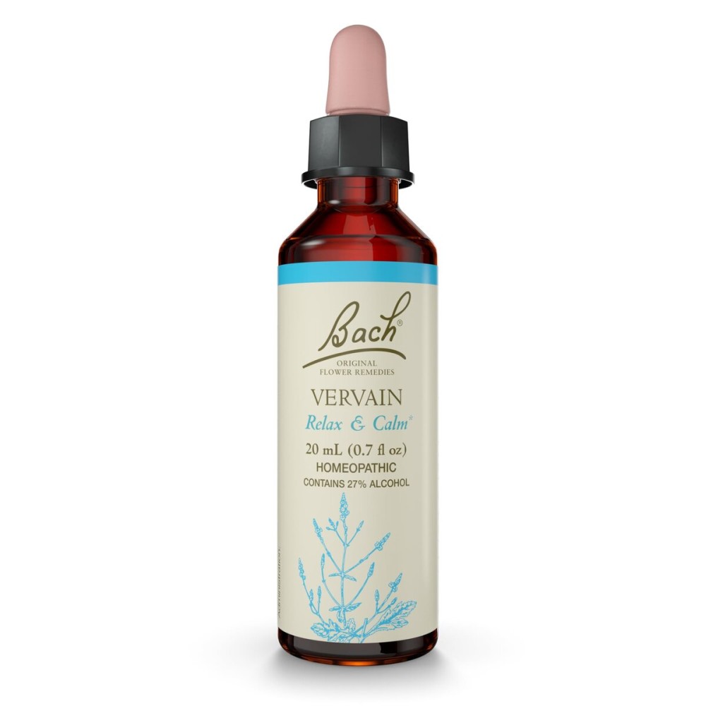 Bach Original Flower Remedies, Vervain - Relax & Calm - Natural Homeopathic Flower Essence for Emotional Balance - Vegan, Gluten Free, Sugar Free - 20mL Dropper