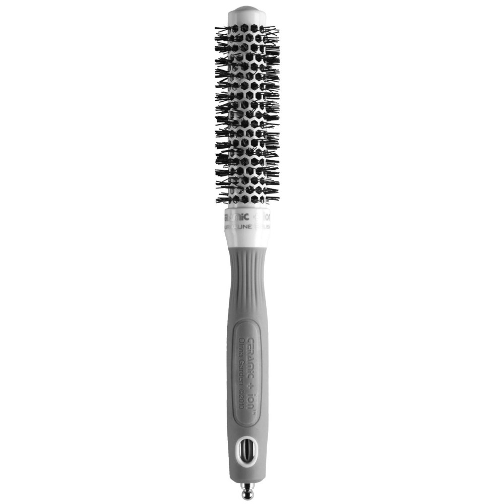 Olivia Garden Ceramic + Ion Round Thermal Hair Brush - Not Electrical - Professional Blowout Brush for Normal to Thick Hair - 0.75-Diameter Barrel - White and Grey - CI-20