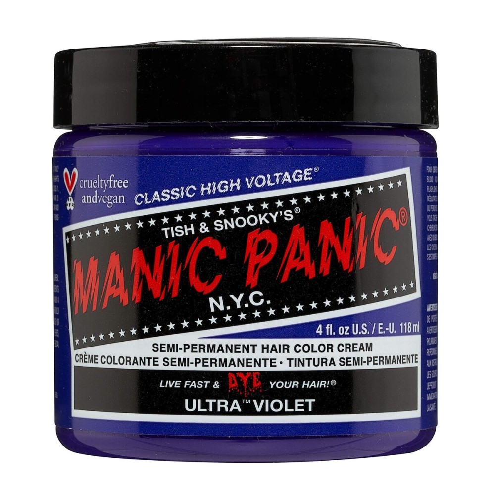 MANIC PANIC Classic Ultra Violet Semi Permanent Hair Color - Blue-Toned Purple Hair Dye for Women & Men That Lasts 4-6 Weeks - Vegan, Ammonia & Cruelty-Free - Create & Mix Custom Shades (4oz)
