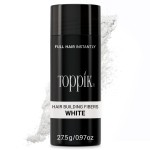 Toppik Hair Building Fibers, White, 27.5g, Fill In Fine or Thinning Hair, Instantly Thicker, Fuller Looking, 9 Shades for Men & Women, Keratin Protein Formula