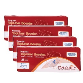 Tranquility TopLiner Disposable Booster Pads, Regular (14 x 4), Flow-Through Design with Adhesive Strip for Max Absorption, Adult Unisex, 200ct Case