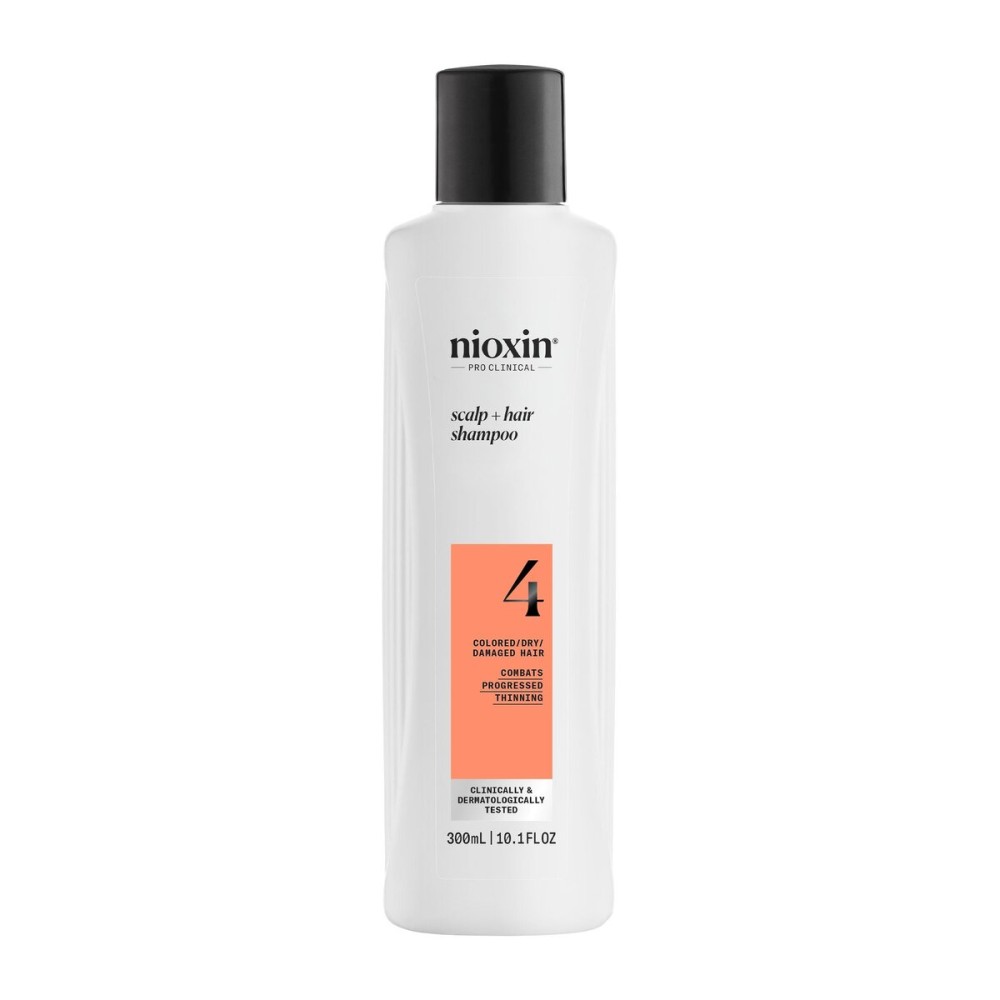 Nioxin System 4 Scalp + Hair Shampoo | For Colored or Damaged Hair with Progressed Thinning | With Niacinamide and Biotin | 10 Fl oz.