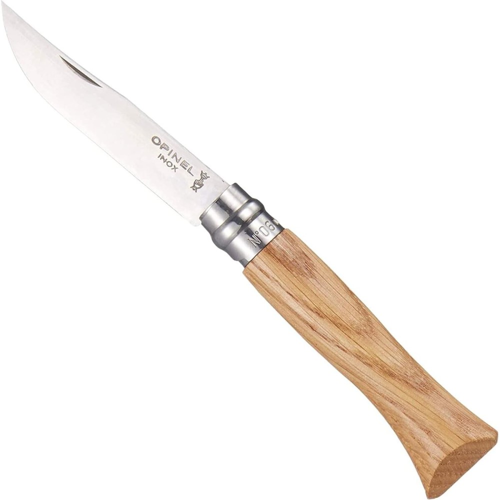 OPINEL No.06-No.09 Premium Woods, Stainless Steel Folding Pocket Knife, Made in France (No.06/Oak)