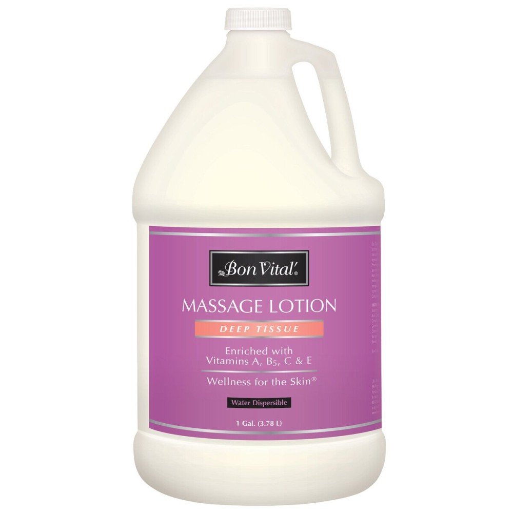 Bon Vital\' Deep Tissue Massage Lotion, 1-Gallon, Professional-Grade Moisturizing Lotion for Deep Tissue Therapy, Non-Greasy Skin Softening Formula, Muscle Relaxation, Unscented