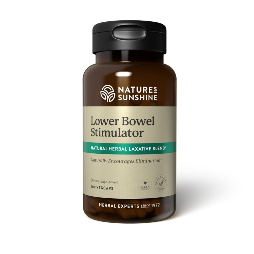 Nature\'s Sunshine Lower Bowel Stimulator - Helps Relieve Constipation - Cleanse & Detox Your Colon with Natural Herbal Ingredients - 25 Servings - 100 Vegcaps