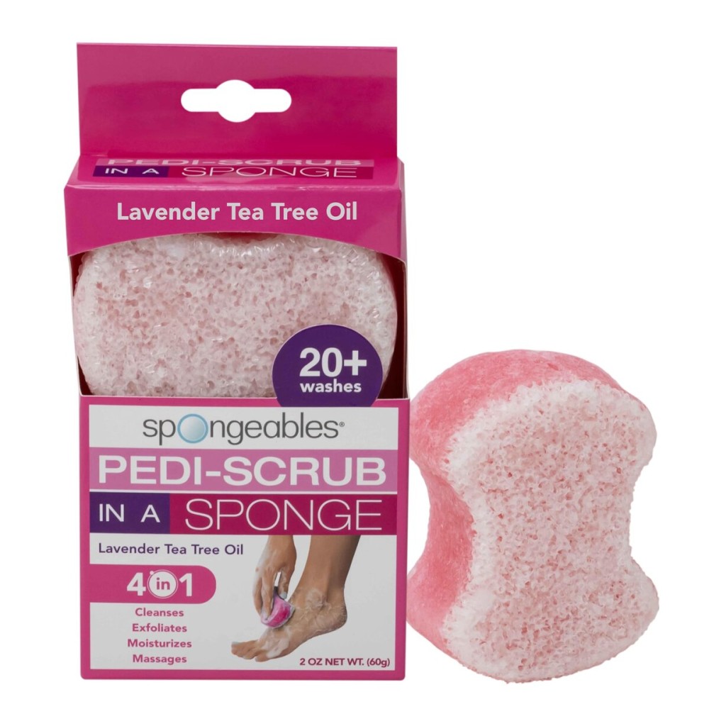 Spongables Pedi Scrub Foot Exfoliating 20+ Wash Sponge, Lavender, 1 Count