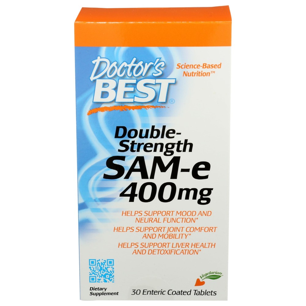 Doctor\'s Best SAM-e 400 mg, Vegetarian, Gluten Free, Soy Free, Mood and Joint Support, 30 Enteric Coated Tablets