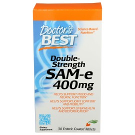 Doctor\'s Best SAM-e 400 mg, Vegetarian, Gluten Free, Soy Free, Mood and Joint Support, 30 Enteric Coated Tablets