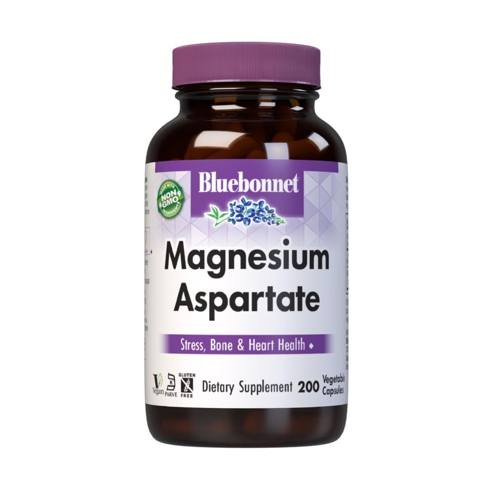 Bluebonnet Nutrition Magnesium Aspartate, Supports Healthy Magnesium Levels, Soy & Gluten & Dairy Free, Non-GMO, Kosher Certified, Vegan, 100 Servings, White, 200 Count