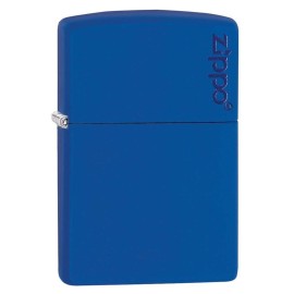 Zippo Royal Blue Matte Logo Pocket Lighter